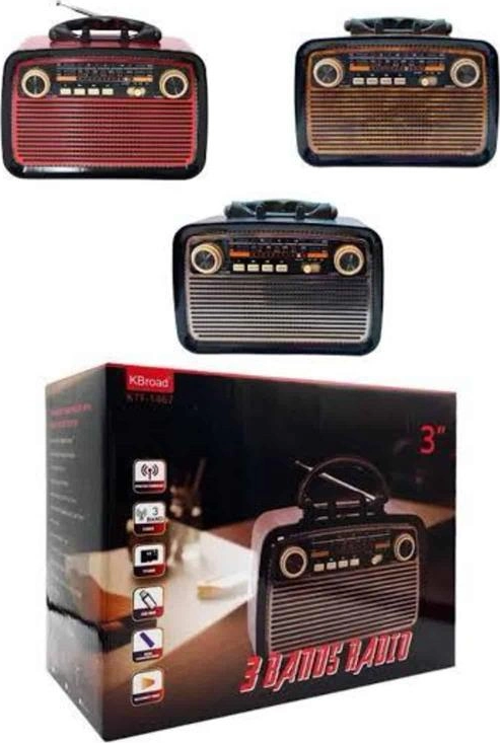 Nostaljik Görünümlü Ahşap Radyo Tf Sd Usb Girişli Led Fener Işıklı