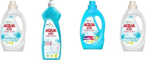 Aquabor Doğal Mineralli Sıvı Beyaz + Elde Bulaşık + Sıvı Renkliler + Sıvı Beyaz 4 Lü Set