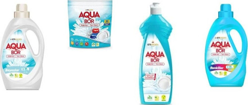 Aquabor Doğal Mineralli Sıvı Beyaz + Tablet + Elde Bulaşık + Sıvı Renkliler 4 Lü Set