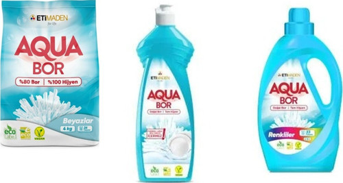 Aquabor Doğal Mineralli 4 Kg Beyaz + Elde Bulaşık + Sıvı Renkliler 3 Lü Set