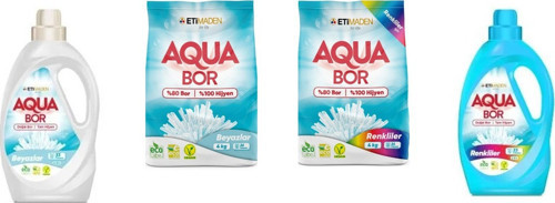 Aquabor Doğal Mineralli Sıvı Beyaz + 4 Kg Beyaz + 4 Kg Renkliler + Sıvı Renkliler 4 Lü Set