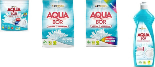 Doğal Mineralli Tablet + 4 Kg Beyaz + 4 Kg Renkliler + Elde Bulaşık 4 Lü Set