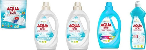 Aquabor Doğal Mineralli Tablet + Sıvı Beyaz + Sıvı Beyaz + Sıvı Renkliler + Bulaşık Set