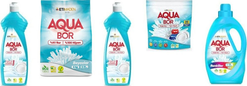 Aquabor Doğal Mineralli Bulaşık + 4Kg Beyaz + Bulaşık + Tablet + Sıvı Renkliler Set