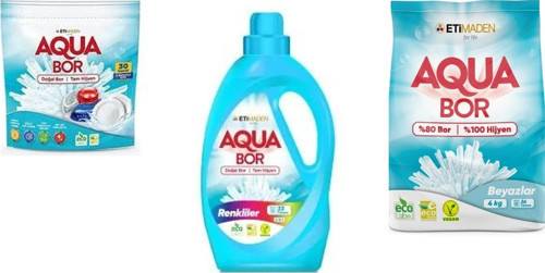 Aquabor Doğal Mineralli Tablet + Sıvı Renkliler + 4 Kg Beyaz 3 Lü Set