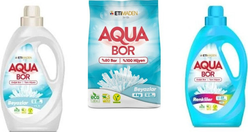 Aquabor Doğal Mineralli Sıvı Beyaz + 4 Kg Beyaz + Sıvı Renkliler 3 Lü Set