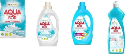 Aquabor Doğal Mineralli 4 Kg Beyaz + Sıvı Beyaz + Sıvı Renkliler + Elde Bulaşık 4 Lü Set