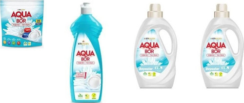 Aquabor Doğal Mineralli Tablet + Elde Bulaşık + Sıvı Beyaz + Sıvı Beyaz 4 Lü Set