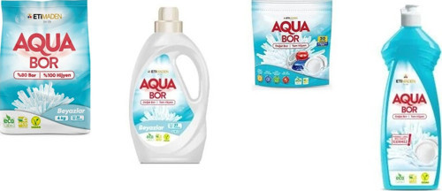Aquabor Doğal Mineralli 4 Kg Beyaz + Sıvı Beyaz + Tablet + Elde Bulaşık 4’Lü Set