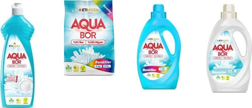 Aquabor Doğal Mineralli Elde Bulaşık + 4 Kg Renkliler + Sıvı Renkliler + Sıvı Beyaz 4 Lü Set
