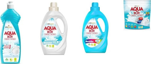 Aquabor Doğal Mineralli Elde Bulaşık + Sıvı Beyaz + Sıvı Renkliler + Tablet 4 Lü Set