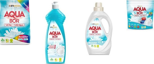 Aquabor Doğal Mineralli 4 Kg Renkliler + Elde Bulaşık + Sıvı Beyaz + Tablet 4 Lü Set