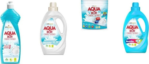 Aquabor Doğal Mineralli Elde Bulaşık + Sıvı Beyaz + Tablet + Sıvı Renkliler 4 Lü Set