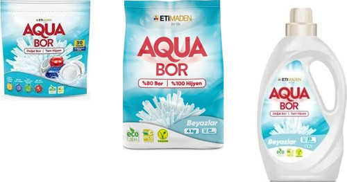 Aquabor Doğal Mineralli Tablet + 4 Kg Beyaz + Sıvı Beyaz 3 Lü Set