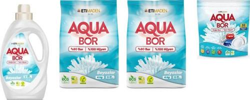 Aquabor Doğal Mineralli Sıvı Beyaz + 4Kg Beyaz + 4Kg Beyaz + Tablet Set