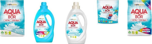 Aquabor Doğal Mineralli 4 Kg Beyaz + Sıvı Renkliler + Sıvı Beyaz + Tablet + 4 Kg Renkliler 5 Li Set