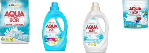 Aquabor Doğal Mineralli 4 Kg Beyaz + Sıvı Renkliler + Sıvı Beyaz + Tablet 4’Lü Set