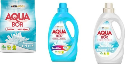 Aquabor Doğal Mineralli 4 Kg Beyaz + Sıvı Renkliler + Sıvı Beyaz 3 Lü Set