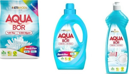 Aquabor Doğal Mineralli 4 Kg Renkliler + Sıvı Renkliler + Elde Bulaşık 3 Lü Set