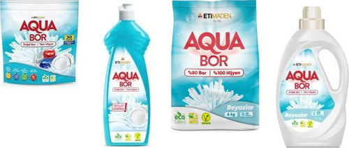 Aquabor Doğal Mineralli Tablet + Bulaşık + 4Kg Beyaz + Sıvı Beyaz Set