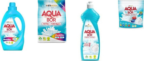 Aquabor Doğal Mineralli Sıvı Renkliler + 4 Kg Renkliler + Elde Bulaşık + Tablet 4 Lü Set