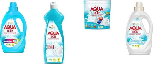Aquabor Doğal Mineralli Sıvı Renkliler + Elde Bulaşık + Tablet + Sıvı Beyaz 4 Lü Set