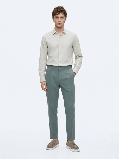 Mint Düz Dokuma Regular Fit Casual Pamuk Karışımlı Pantolon