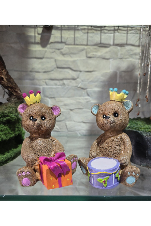 Hediye Paketli Ve Trampetli Oturan Peluş Ayı, Oturan Peluş Ayı Biblo, Baby Shower Hediyesi