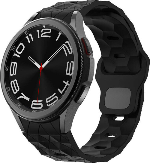 Galaxy Watch 5 40mm KRD-116 20mm Futbol Desenli Spor Tasarımlı Silikon Kordon Siyah