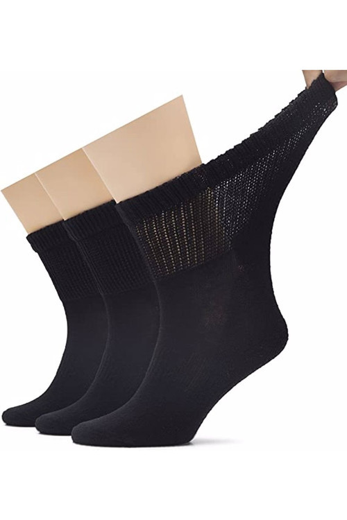 Erkek (40 - 44) Pamuklu Penye Diabetik Çorap Şeker Çorabı Lastiksiz Ve Koku Önleyici Çorap 3 Adet