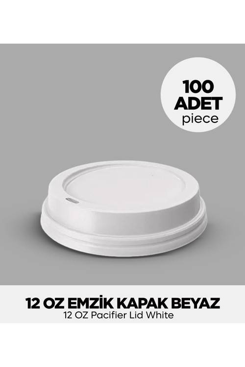 12 Oz Emzik Kapak Siyah Veya Beyaz - 100 Adet