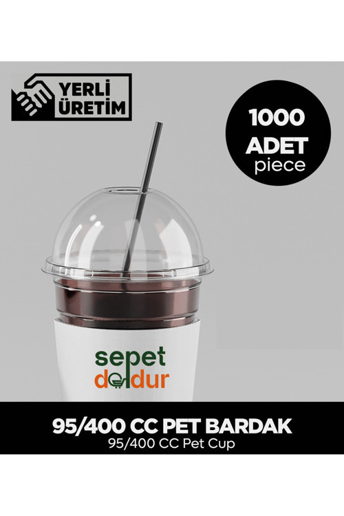 95/400 Cc Pet Bardak + Kapak - 1.000 Adet