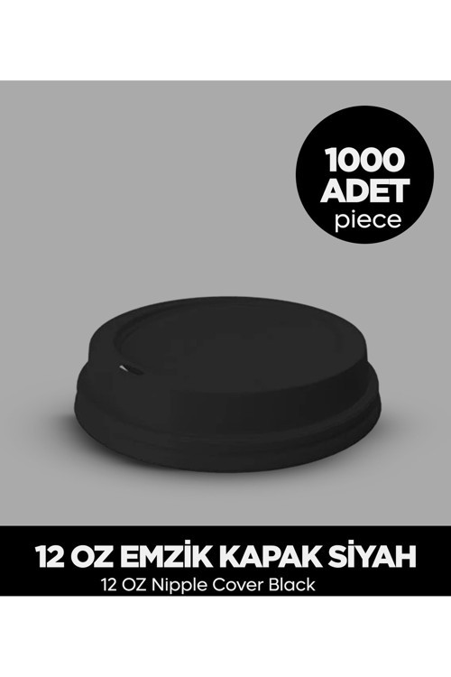 12 Oz Emzik Kapak Siyah - 1000 Adet
