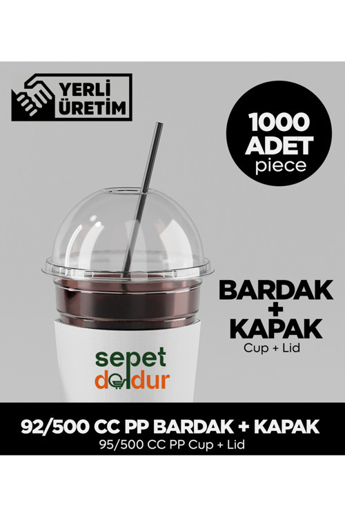 92/500 Cc Pet Bardak + Kapak - 1.000 Adet