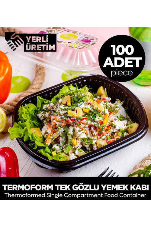 Termoform Tek Gözlü Yemek Kabı 100 Adet