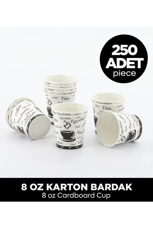 8 Oz Karton Bardak - 250 Adet