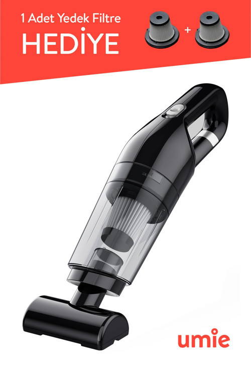 Umie ELS24 Emiş Kablosuz Şarjlı Taşınabilir Type-C Ev ve Araç El Süpürgesi 6000PA Siyah 50W 400 mAh