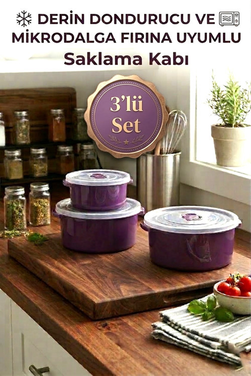 Çok Amaçlı Hava Valfli Saklama Kabı 3'lü Set