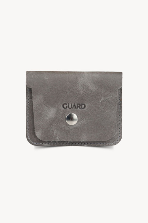 Gri Crazy Hakiki Deri Patlı ve Çıtçıtlı Kredi Kredi Kartlık - GRD260313WT805