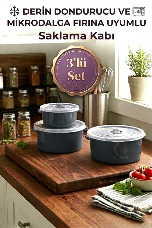 Çok Amaçlı Hava Valfli Saklama Kabı 3'lü Set