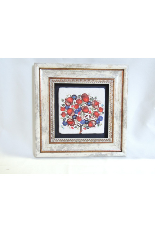 Doğal Taş Nar Ağacı Tablo 20×20 Cm – Kompozit Çerçeveli