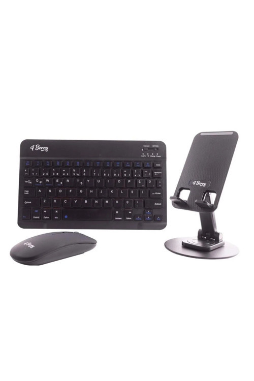 Kablosuz Klavye Mouse + Ayarlanabilir Telefon Standı 3’lü Set
