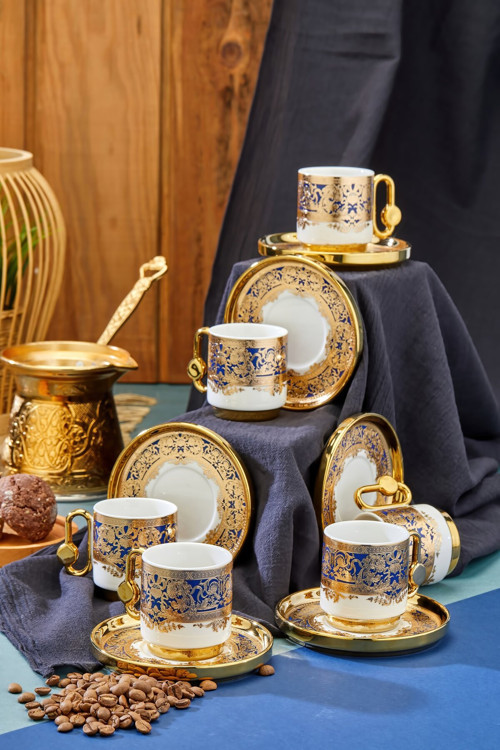 Royal Crest 90 ml 6 Kişilik Porselen Kahve Fincan Takımı CKR3869