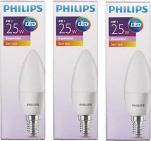 3 Adet Led Mum Ampul E14 4 W Sarı Işık