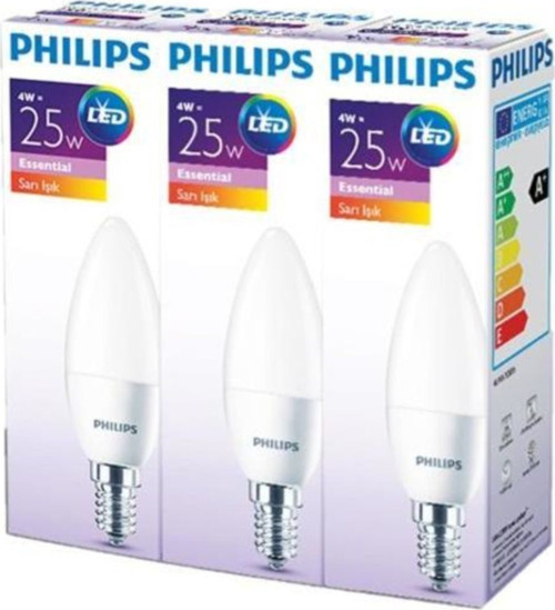 4W Ess Led Candle Mum Ampul E14 Duy Sarı Işık