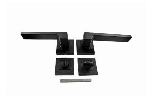 Anka Kare Rozetli Mat Siyah Wc 2 Takım