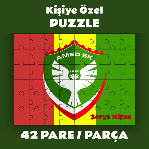 İsme Özel Amedspor Puzzle - Amed Spor Pazil Yapboz (42 Pare/Parça - A4) - İSİM İÇİN MESAJ ATINIZ
