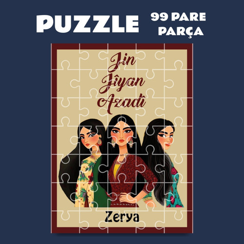 İsme Özel Pazil Bi Kurdî Jin Jiyan Azadi - Kürtçe Puzzle Yapboz (99 Pare/Parça - A4) İSİM İÇİN MESAJ ATINIZ