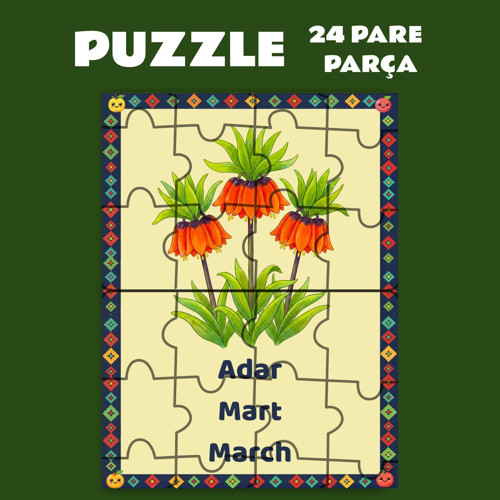 Pazil Bi Kurdî Adar Mart Ayı - Kürtçe Puzzle Yapboz (24 Pare/Parça - A5)