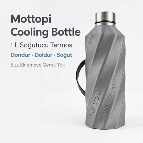 Soğutucu Saplı Termos– 1 L Cooling Bottle Dondur Doldur Soğut, Buzsuz Soğuk Su Termosu, Soğutucu Şişe, Taşınabilir Sıvı Soğutucu
